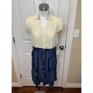 HD in Paris Dress W/ Cream Lace Top & Chambray Blue Denim Skirt, Size 10